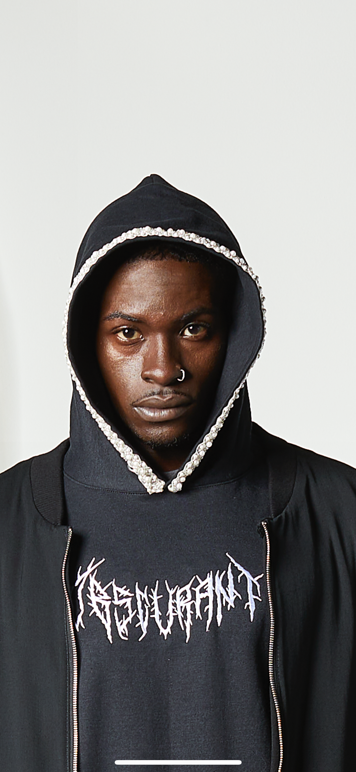 OBSCURANT Pearl Beaded Embroidered Logo Hoodie