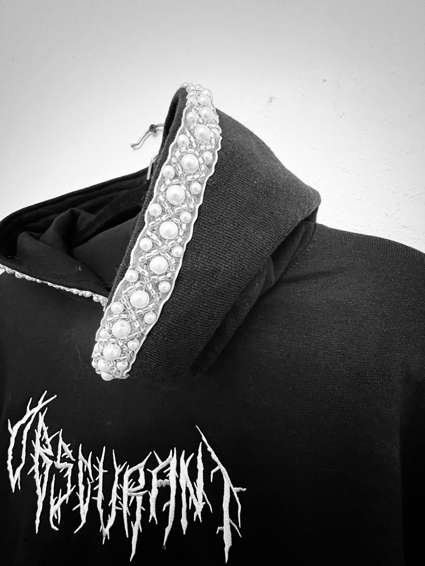 OBSCURANT Pearl Beaded Embroidered Logo Hoodie